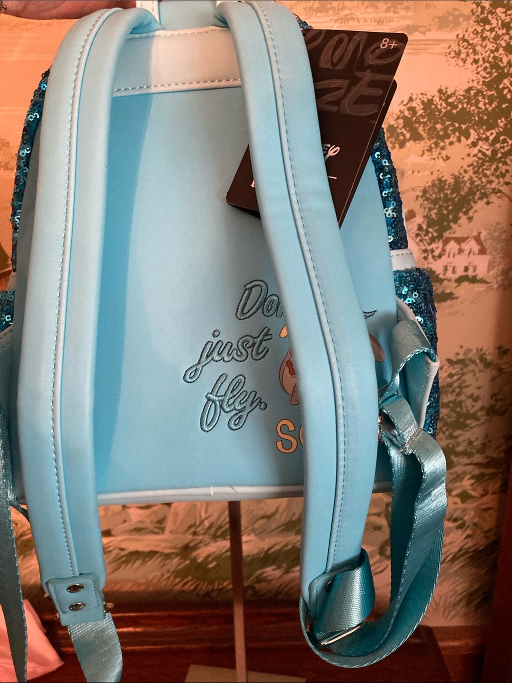 Loungefly + Disney Blue Sequin Dumbo “Soar” Backpack - Picture 5 of 12